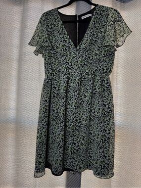 BCBG Generation Green & Black Floral Dress